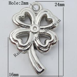 Jewelry findings, CCB plastic Pendant, Clover 16x24mm, Hole:2mm Sold by Bag