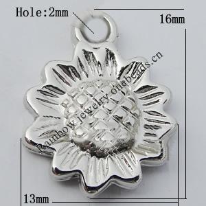 Jewelry findings, CCB plastic Pendant, Sunflower 13x16mm, Hole:2mm Sold by Bag