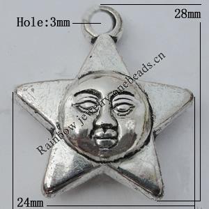 Jewelry findings, CCB plastic Pendant, Star 24x28mm, Hole:3mm Sold by Bag