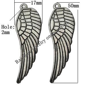 Jewelry findings, CCB plastic Pendant, Wing 50x17mm, Hole:2mm Sold by Bag