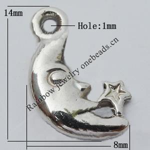 Jewelry findings, CCB plastic Pendant, Moon 8x14mm, Hole:1mm Sold by Bag
