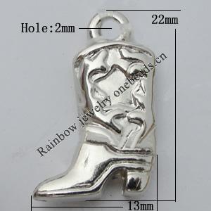 Jewelry findings, CCB plastic Pendant, Boot 13x22mm, Hole:2mm Sold by Bag