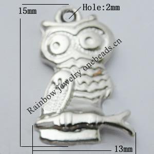 Jewelry findings, CCB plastic Pendant, Owl 15x13mm, Hole:2mm Sold by Bag