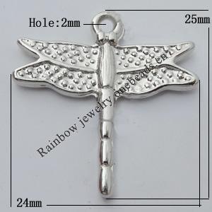Jewelry findings, CCB plastic Pendant, Dragonfly 24x25mm, Hole:2mm Sold by Bag