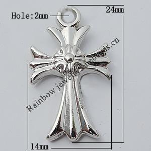 Jewelry findings, CCB plastic Pendant, Cross 24x14mm, Hole:2mm Sold by Bag