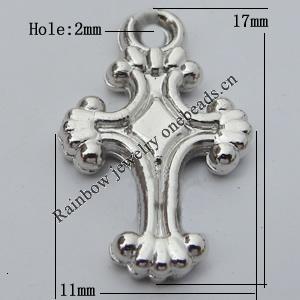 Jewelry findings, CCB plastic Pendant, Cross 11x17mm, Hole:2mm Sold by Bag