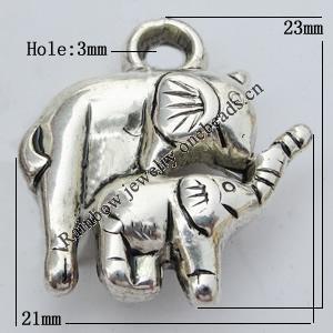 Jewelry findings, CCB plastic Pendant, Elephant 21x23mm, Hole:3mm Sold by Bag