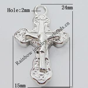 Jewelry findings, CCB plastic Pendant, Cross 15x24mm, Hole:2mm Sold by Bag
