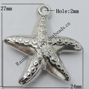 Jewelry findings, CCB plastic Pendant, Star 24x27mm, Hole:2mm Sold by Bag
