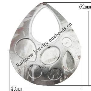 Iron Jewelry finding Pendant Lead-free, Flat Teardrop 62mm, Sold by Bag