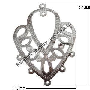Iron Connectors/links Pb-free Heart 57x36mm Sold by Bag