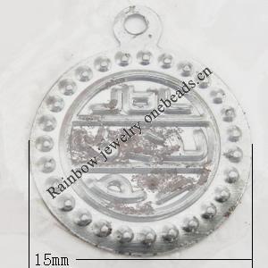 Iron Jewelry finding Pendant Lead-free, Round 15x0.2mm Hole:1mm, Sold by Bag