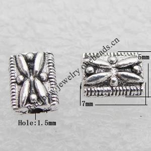 Bead Lead-free Zinc Alloy Jewelry Findings, Flat Column 7x5mm, Hole:1.2mm Sold by Bag