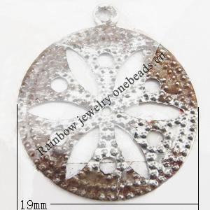 Iron Jewelry finding Pendant Lead-free, Round 19x0.2mm Hole:1mm, Sold by Bag