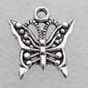 Pendant Lead-free Zinc Alloy Jewelry Findings, Butterfly 18x16mm, Hole:2mm Sold by Bag