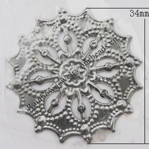 Iron Jewelry finding Pendant Lead-free, Flower 34x0.3mm, Sold by Bag
