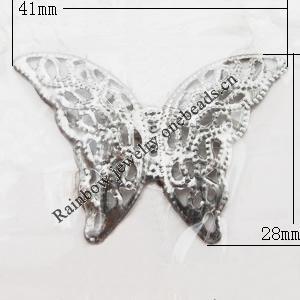 Iron Jewelry finding Pendant Lead-free, Butterfly 28x41x2mm, Sold by Bag