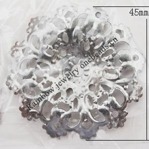 Iron Jewelry finding Pendant Lead-free, Flower 45x4mm Hole:4mm, Sold by Bag
