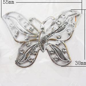 Iron Jewelry finding Pendant Lead-free, Butterfly 38x55x1.5mm, Sold by Bag