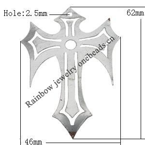 Iron Jewelry finding Pendant Lead-free, 46x62mm Hole:Big 5mm Small 2.5mm, Sold by Bag