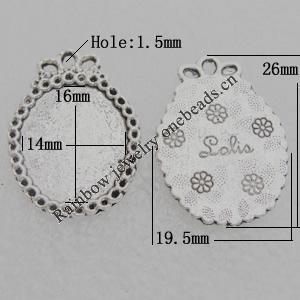 Connector Lead-free Zinc Alloy Jewelry Findings, O:26x19.5mm I:16x14mm, Hole:1.5mm Sold by Bag