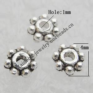 Spacer Lead-free Zinc Alloy Jewelry Findings, 4mm, Hole:1mm Sold by Bag