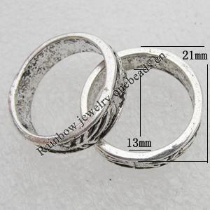 Bead Lead-free Zinc Alloy Jewelry Findings, Donut O:21mm I:13mm, Sold by Bag