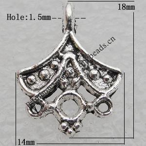 Pendant Lead-free Zinc Alloy Jewelry Findings, 18x14mm, Hole:1.5mm Sold by Bag