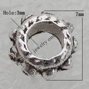 Bead Lead-free Zinc Alloy Jewelry Findings, 7mm, Hole:3mm Sold by Bag