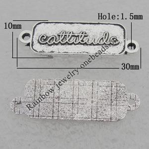 Connector Lead-free Zinc Alloy Jewelry Findings, 30x10mm, Hole:1.5mm Sold by Bag