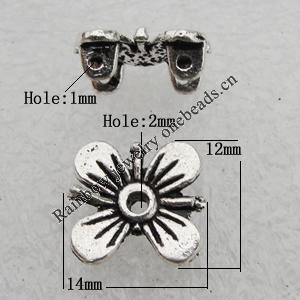 Bead Lead-free Zinc Alloy Jewelry Findings, 12x14mm, Hole:Big:2mm Small:1mm Sold by Bag