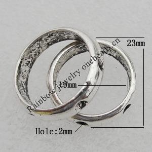 Bead Lead-free Zinc Alloy Jewelry Findings, Donut O:23mm I:19mm, Hole:2mm Sold by Bag