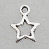 Pendant Lead-free Zinc Alloy Jewelry Findings, Star 12x10mm, Hole:1.5mm Sold by Bag