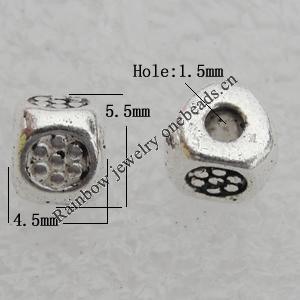 Bead Lead-free Zinc Alloy Jewelry Findings, 4.5x5.5mm, Hole:1.5mm Sold by Bag