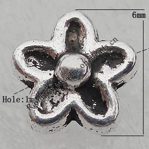 Bead Lead-free Zinc Alloy Jewelry Findings, Flat Flower 10mm, Hole:1mm Sold by Bag