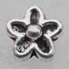 Bead Lead-free Zinc Alloy Jewelry Findings, Flat Flower 10mm, Hole:1mm Sold by Bag