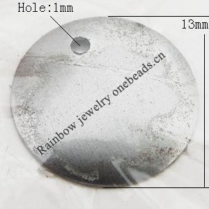 Iron Jewelry finding Pendant Lead-free, Round 13x3x1mm Hole:13x13x1mm, Sold by Bag