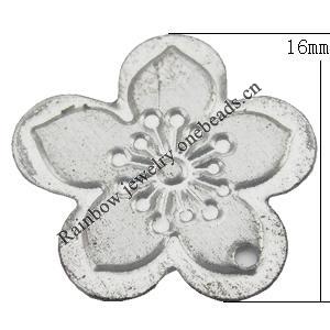 Iron Jewelry finding Pendant Lead-free, Flower 16x16x1mm Hole:1mm, Sold by Bag