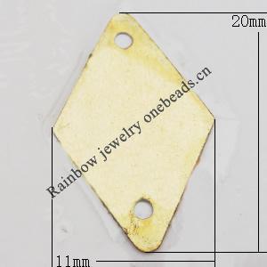 Iron Jewelry finding Pendant Lead-free, Diamond 20x11mm Hole:1mm, Sold by Bag