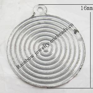 Iron Jewelry finding Pendant Lead-free, Round 16x16x1mm Hole:1mm, Sold by Bag