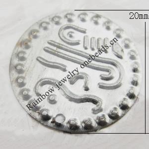Iron Jewelry finding Pendant Lead-free, Round 20x20x1mm Hole:1mm, Sold by Bag