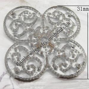 Iron Jewelry finding Pendant Lead-free, Flower 31x31x1mm Hole:2mm, Sold by Bag