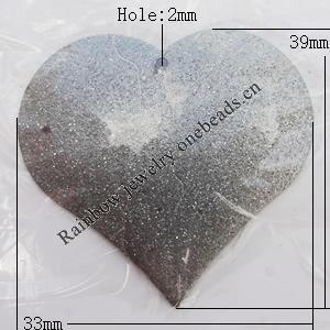 Iron Jewelry finding Pendant Lead-free, Heart 39x33x3mm Hole:2mm, Sold by Bag