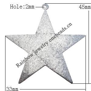Iron Jewelry finding Pendant Lead-free, Star 45x33x1mm Hole:2mm, Sold by Bag