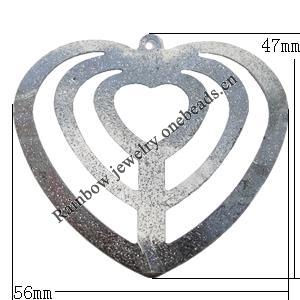 Iron Jewelry finding Pendant Lead-free, Heart 56x47mm Hole:2mm, Sold by Bag