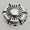 Bead Lead-free  Zinc Alloy Jewelry Findings, Flat Flower 10.5mm, Hole:1mm Sold by Bag