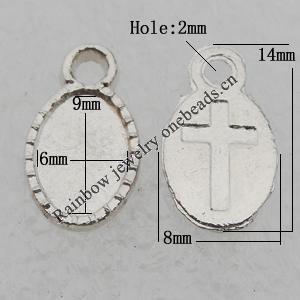Pendant Lead-free  Zinc Alloy Jewelry Findings, O:14x8mm I:9x6mm, Hole:2mm Sold by Bag