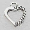 Pendant Lead-free Zinc Alloy Jewelry Findings, Heart 15x13mm Hole:2mm Sold by Bag
