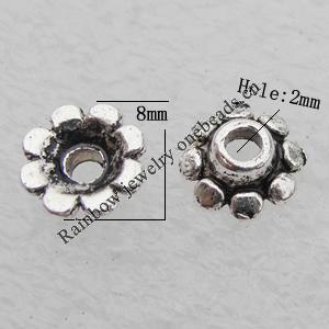 Bead Caps Lead-free Zinc Alloy Jewelry Findings, 8mm Hole:2mm Sold by Bag