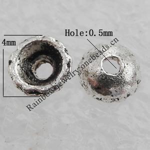 Bead Caps Lead-free Zinc Alloy Jewelry Findings, 4mm Hole:0.5mm Sold by Bag